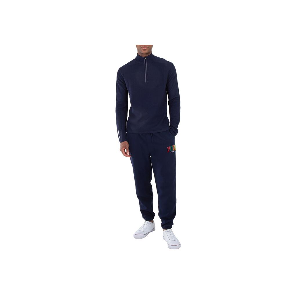 Polo Ralph Lauren Logo Letter Print Drawstring Cuffed Knit Sweatpants Men Sweatpants Navy-Blue 710899183-001