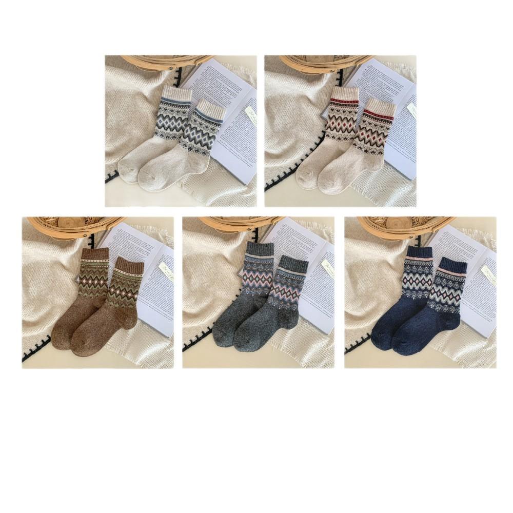 Wool Socks Children'S Medium Tube Socks Seasonal Thickened And Velvet Warm Retro Winter Stockings
