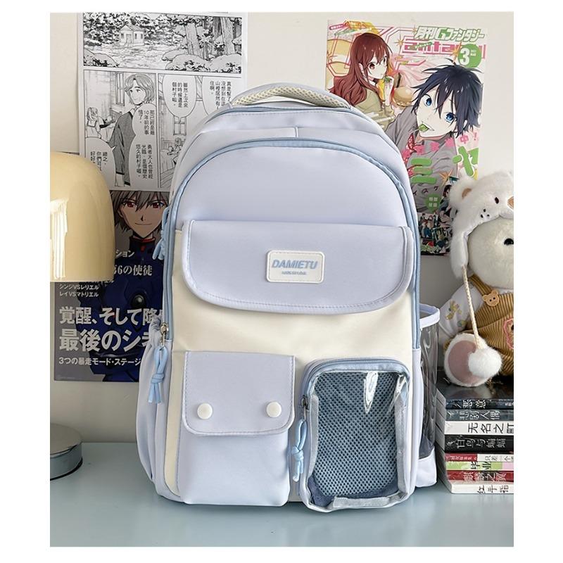 High school students large-capacity backpack new fresh and sweet two-dimensional color contrast bar