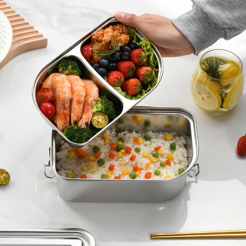 Metal Steel Lunch Box Leak Proof Bentos Box Metal Food Storage Container with Lid Lunch Container Dishwasher Safe