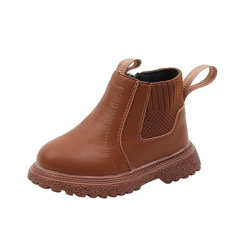Spring Autumn Children Ankle Boots Fashion Kids Boots for Boys Trend Versatile Girls Causal Leather Boots Simple Thick Bottom