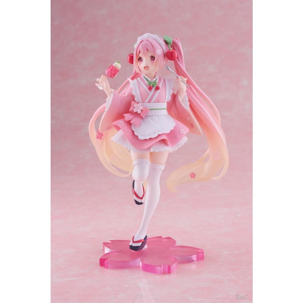18CM Anime Hatsune Miku Figure Sakura Future Japanese Tea House Waiter Model Toy Gift Collection Action Figure PVC Doll