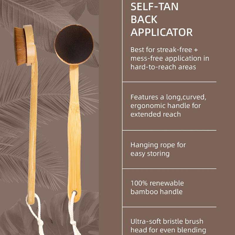 Selbstbräuner Rückenapplikator Rückenbürste zum Auftragen von Lotion Sonnencreme Salbe Gleichmäßig Langer Griff Körper Make-up Breitkopf-Bürste