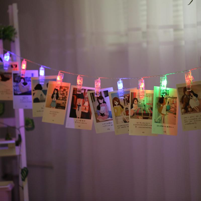 USB/Battery-Powered Colorful LED Photo Clip String Lights with Flashing Starry Sky Effect 10 lights, 1.5m steady battery
