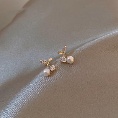 Small Cherry Earrings for Women's Earrings High-end Niche Design Pure Needle Ear Holes