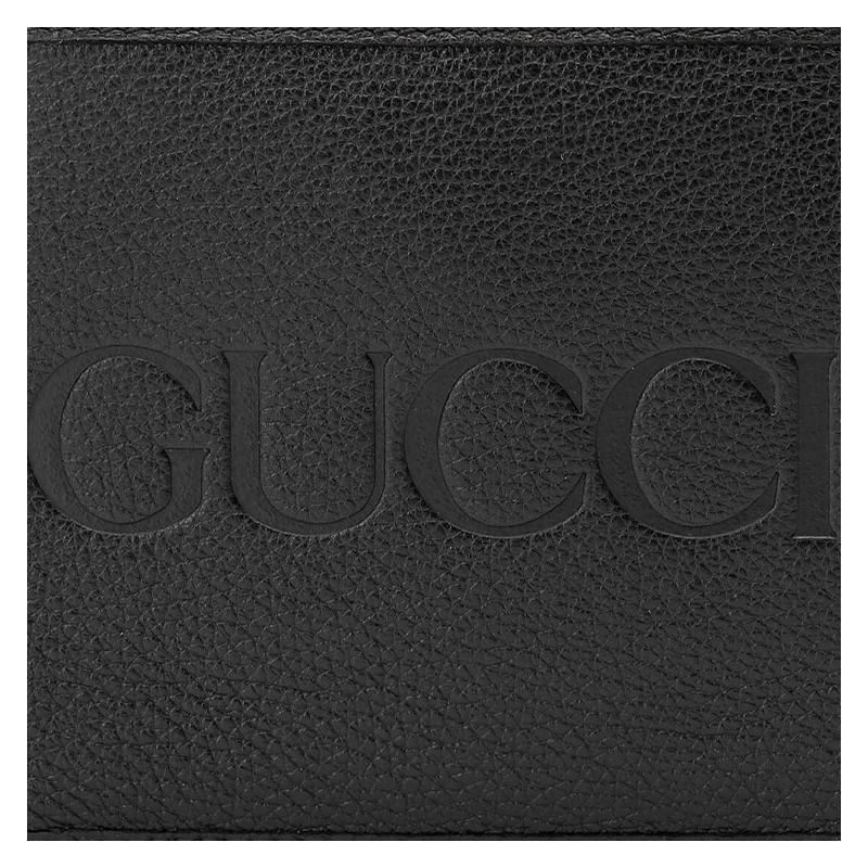 Gucci Letter logo embossed snap closure leather wallet men's black