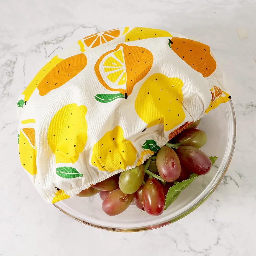 Chinco 6 Pieces Reble Bowl Covers Colorful Elastic Fabric Food Cover for Bowls Food Storage Container Kitchen Picnic (Fruit Style)