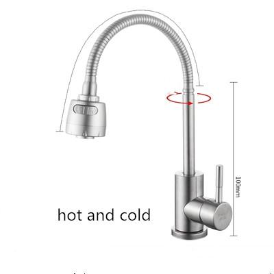 Wall Mounted Kitchen Faucet Hot Cold Mixers Kitchen Sink Tap 360 Degree Swivel Flexible Spout Stainless Steel Wall Mounted