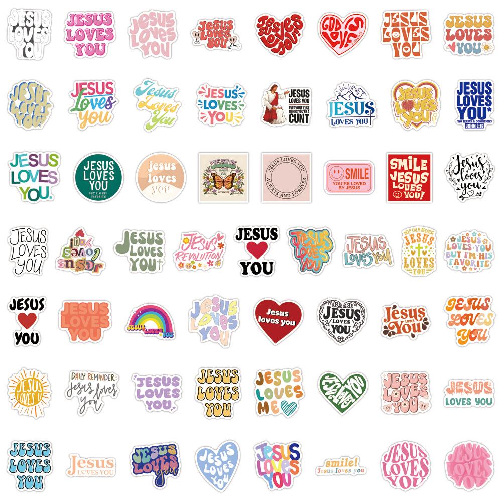 55 New Jesus Loves You Graffiti Stickers Decorate Notebook Suitcase Mobile Phone DIY Stickers