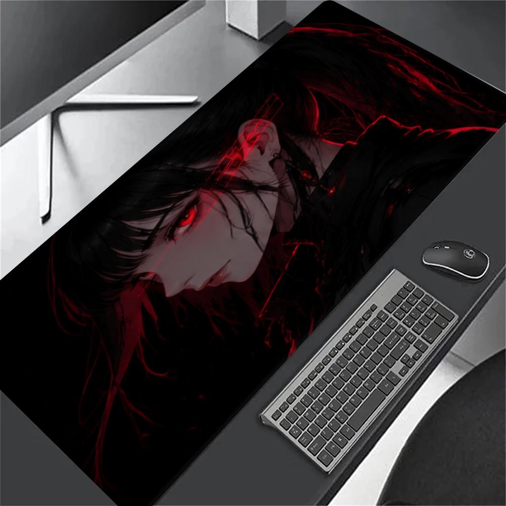 Dunkler Gothic-Stil Rote Augen Mädchen Mauspads Schreibtischmatte Schreibtisch-Interieur Mauspads Gamer Spielmatte Gaming-Raum Dekoration Großes Mauspads