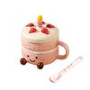 Novelty Coffee Mugs Ceramic 400ml With Lid Spoon Feet Cake Shaped Aesthetic Mug Tea Cup For Women Christmas Birthday Valentines