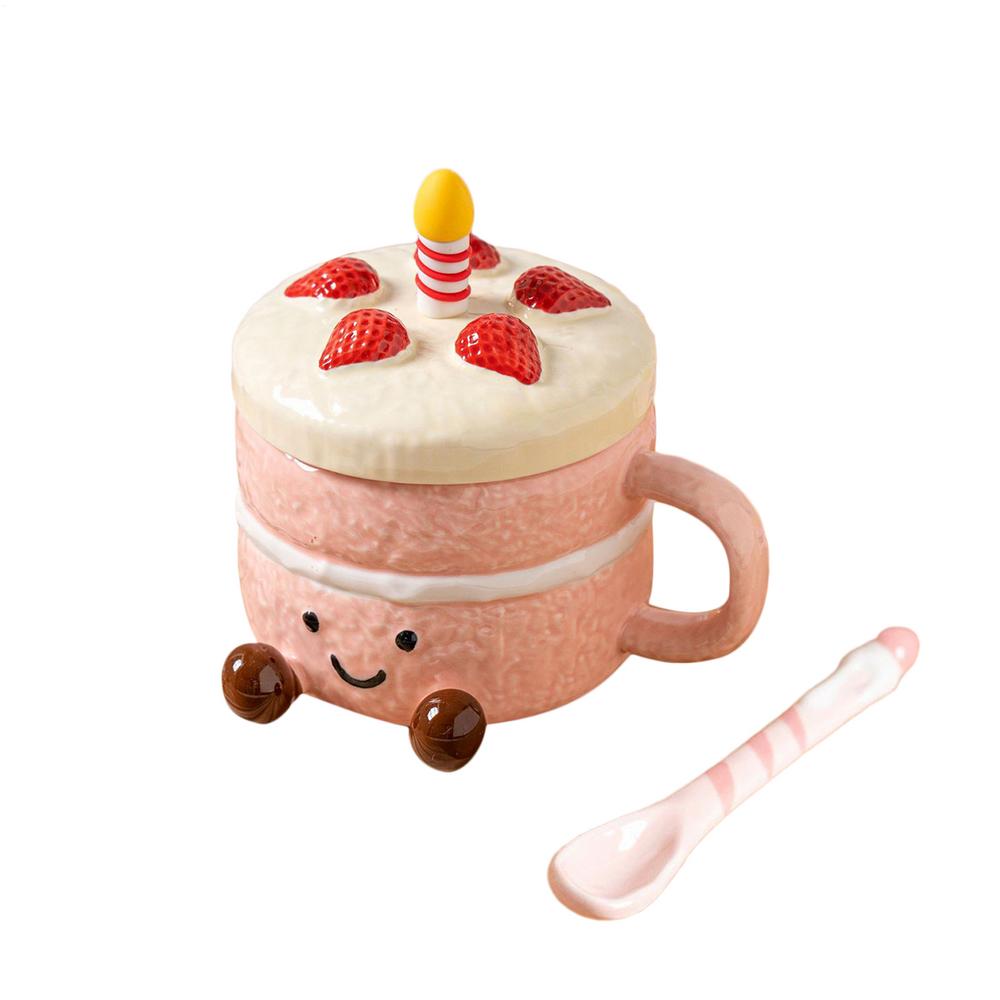 

Funny Mugs For Women Cute Aesthetic Drinkware Cake Shaped Aesthetic Mug Tea Cup For Women Christmas Birthday Valentines Day Home 400ml рожевий
