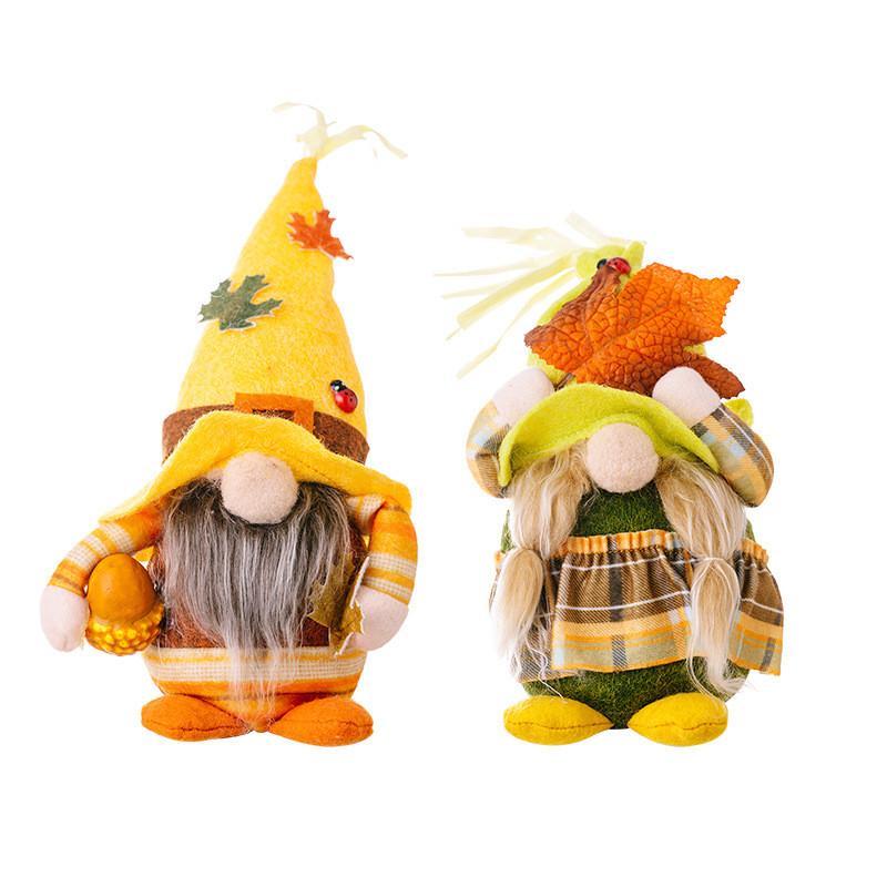 New Seasonal Harvest Festival Decoration Gnome Figurine With Maple Leaf Design For Fall