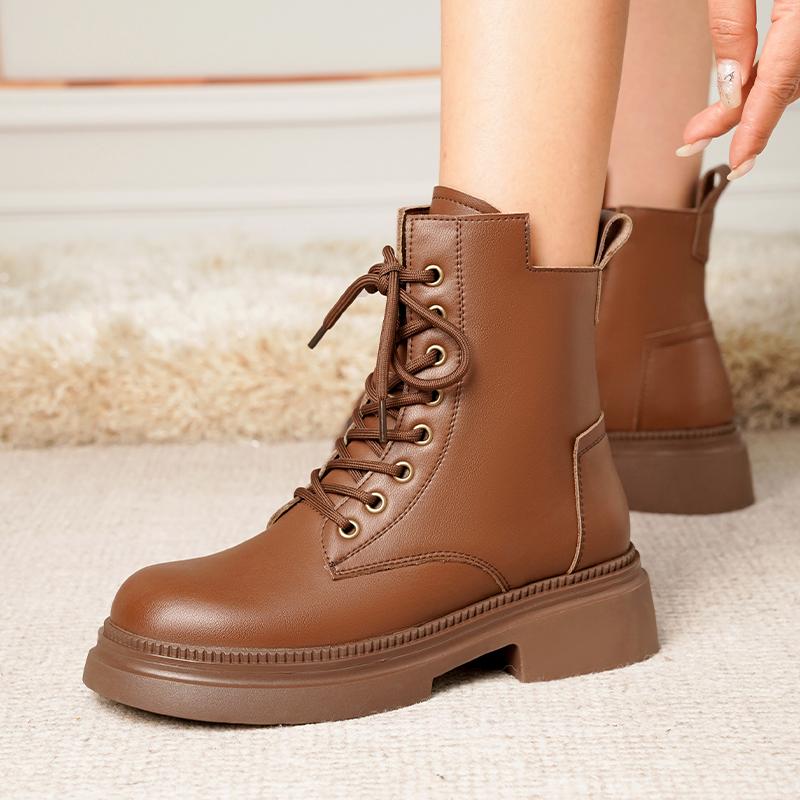 Fashion AIYUQI Ankle Boots Ladies 2025 New Genuine Leather Retro Platform Women Rider Boots Natural Wool Ladies Booties