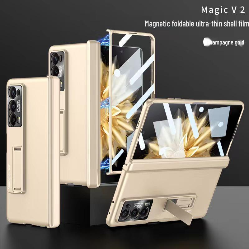 Magnetic Hinge Ultra-Thin Frosted Hard Shell Case for Honor Magic V2 - Stylish with Huawei V2 Bracket