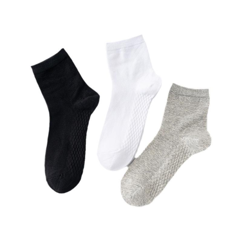 6 Pairs Of Boxed Cotton Socks, Men'S Casual Mid-Tube Socks, Antibacterial And Deodorant Solid Color Massage Bottom Stockings