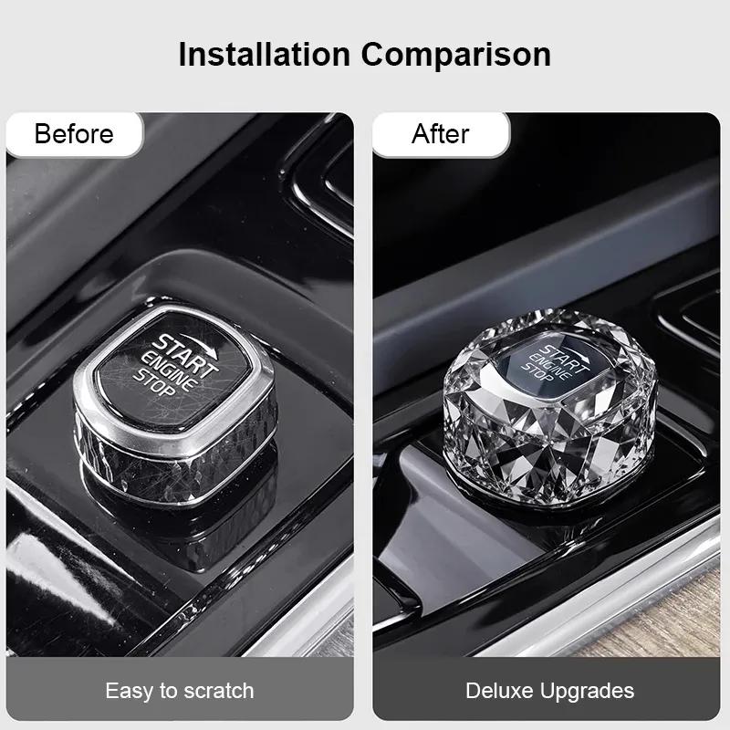Car One Click Start Crystal Knob Decoration Cover for Volvo XC60 V60 S60 XC90 V90 S90 Car Interior Modification Accessories