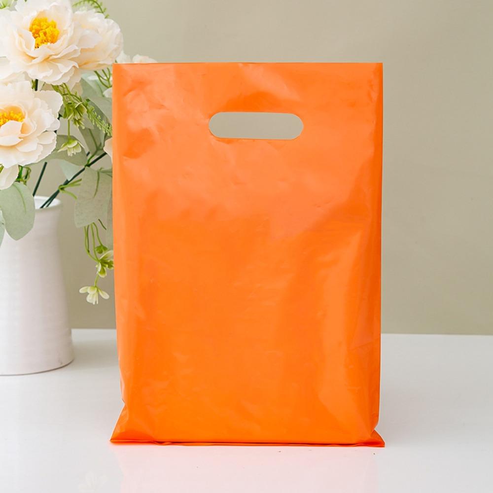 50 PCS Flat Mouth Gift Packaging Bag Reinforced Plastic Carry Case Shopping Bag School Events