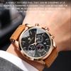BINBOND Luxury Man Quartz Watch Waterproof Luminous Pointer Chronograph Leather Men's Wristwatch Military Sports Male Watch