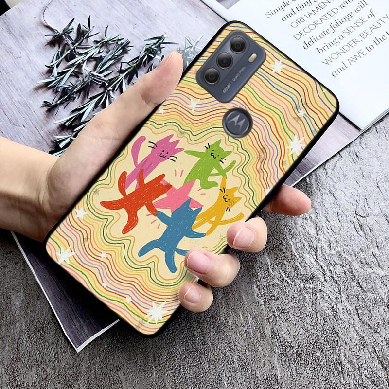 cat art aesthetic Phone Case For Moto G86 G85 G75 G15 G05 G56 G72 G53 G54 G84 G60 G31 G32 G24 G 5G G Play