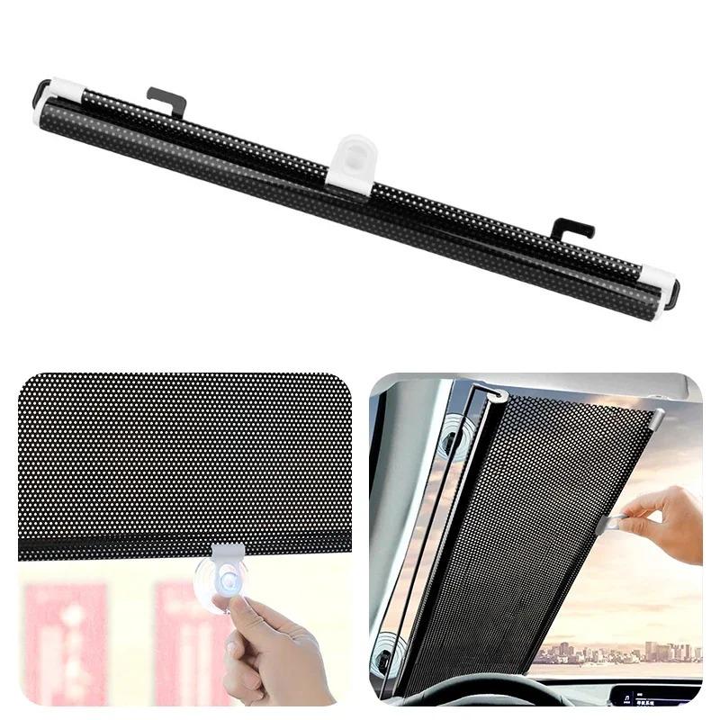 Heat-insulating Telescopic Sunshade - No-Drill Suction Cup Retractable Roller Curtain for Car Windshield Balcony Bedroom Kitchen