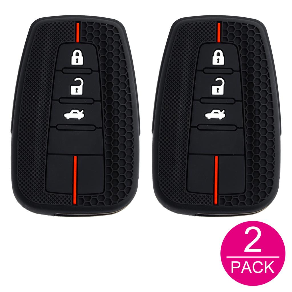 2x Silicone Car Smart Key Fob Cover Case Holder Keychain For Toyota Camry RAV4 Avalon Prius Corolla C-HR Mirai LC150 4Runner
