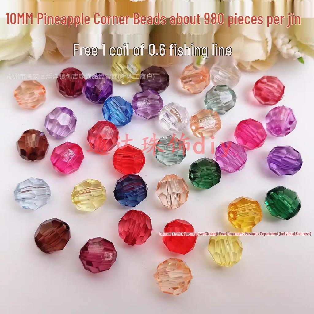 10MM Transparent Acrylic Corner Beads: DIY Handmade Curtain Ornaments, Imitation Crystal and Colored Loose Beading Materials