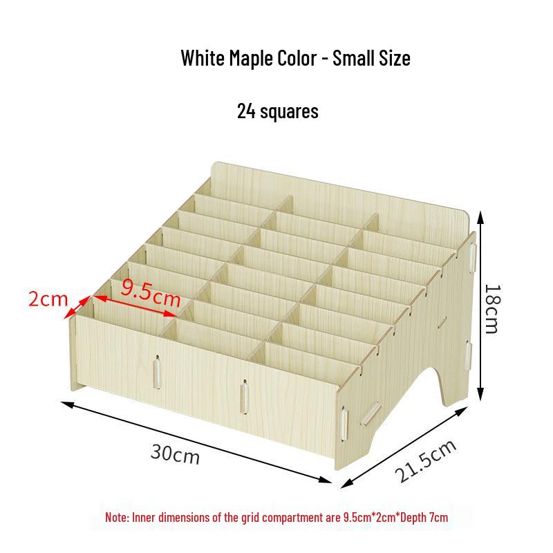 Wooden Desktop Mobile Phone Holder & Organizer with Multi-Compartments for Students & Meetings
