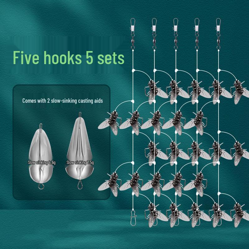 Fly Fishing Rig: Hook Set, Line, Lures, Soft Minnow Bait, Micro Fake Fish Bait