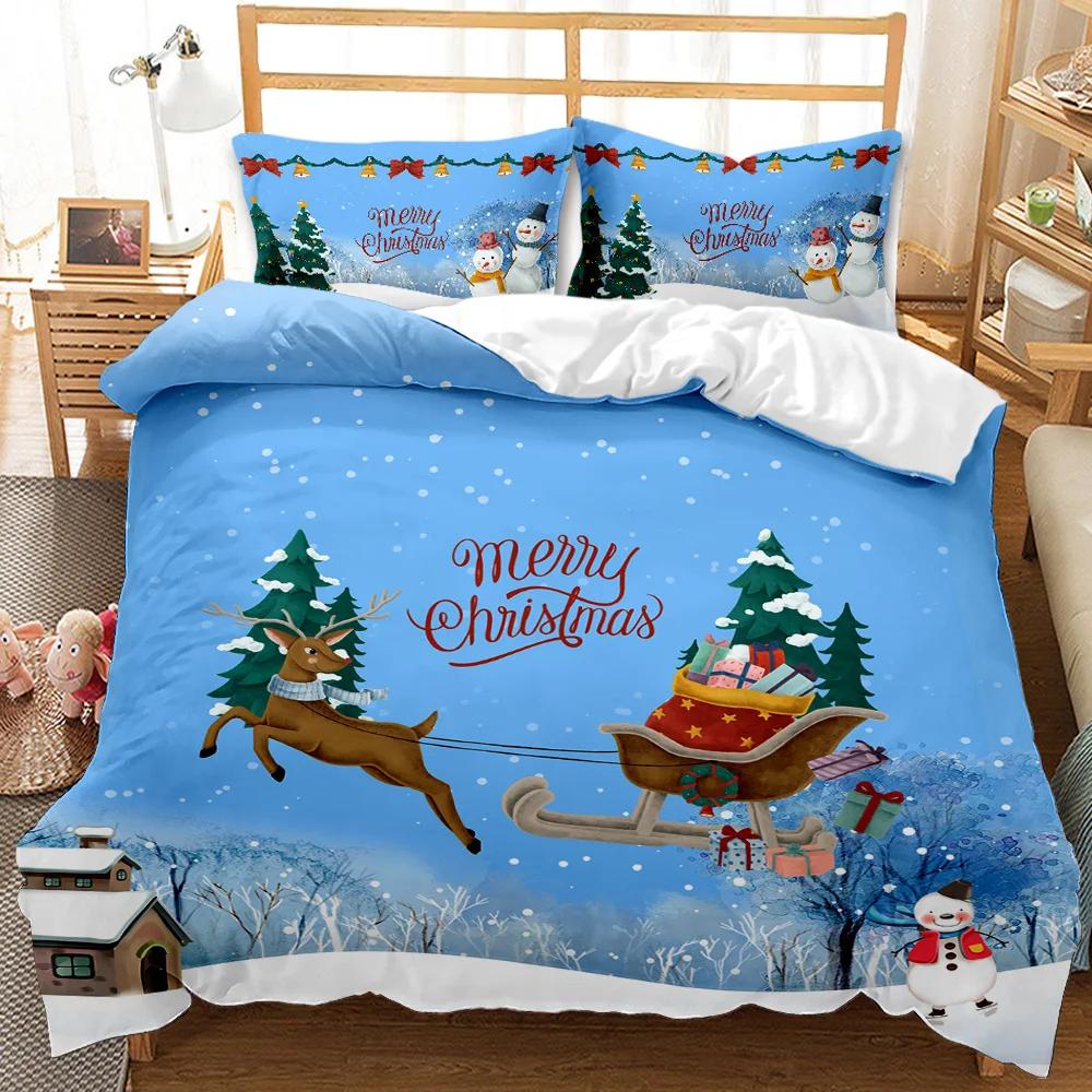 Christmas Duvet Cover Set Christmas Gift Bunny Candle Christmas Theme Bedding Set Double Queen King Size Polyester Quilt Cover