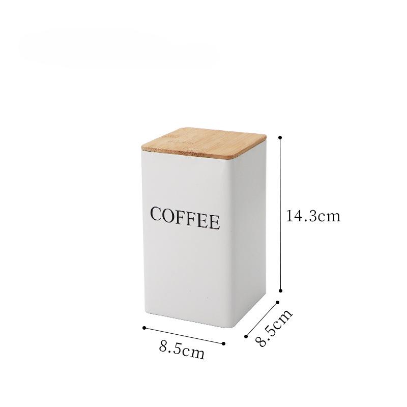 Хранение кофейных зерен с бамбуковой крышкой простые металлические банки для хранения чая кофе сахара чайные банки кухонные принадлежности 3159₽