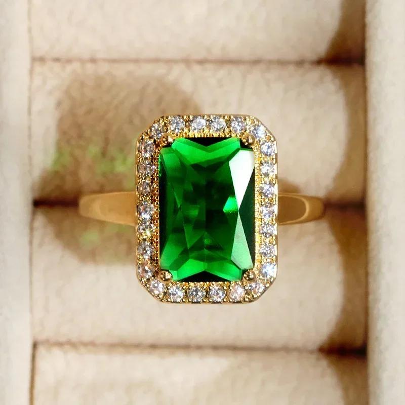 2026 New Luxury Fashion Green Zirconia Crystal Ring for Women's Engagement/Wedding/Anniversary Party Personalized Jewelry
