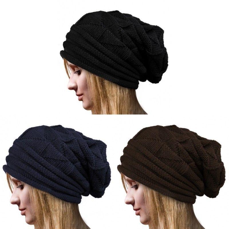 Women's Retro Pleated Edge Pullover Hat Cozy Knitted Beanie For Winter Sports