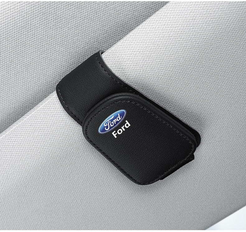 NGGU1 Car Sun Visor Glasses Clip Ticket Card Storage Clamp For Ford Fiesta Mondeo Fusion Explorer Shelby Edge Focus Transit keychain