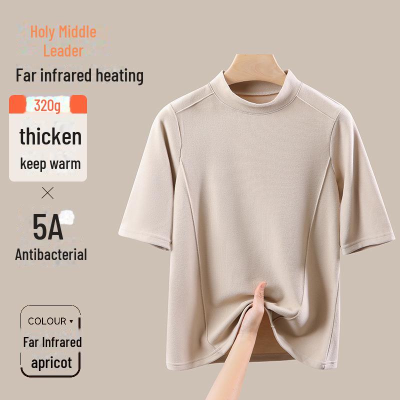 

Women s German Velvet Thermal Mid-Sleeve T-Shirt and Bottoming Shirt – Thick, Short-Sleeved, and Ideal for Autumn. L [Ladies] абрикосовий