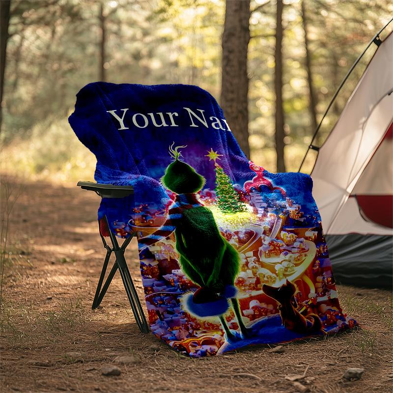 Customizable Crunch Christmas Throw Blanket – Personalized Name, All-Season Cozy Snug Blanket, Machine Washable, Personalized Blanket