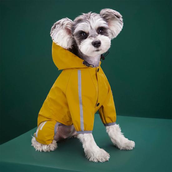 Dog Raincoat Waterproof Rain Coat with Leash Hole Dog Rain Jacket with Hood And Reflective Strips for Small Medium Dogs Puppies