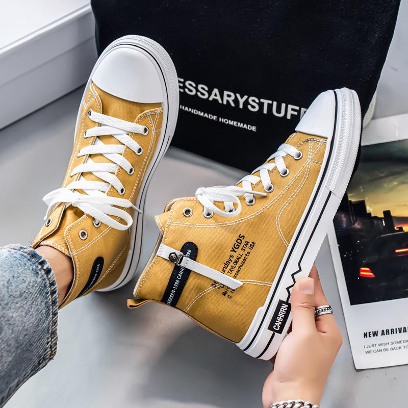 Men's shoes autumn 2025 new high-top board shoes student flat canvas shoes literary style youth fashion casual shoes