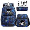 Riman Zaino con lucchetto USB ONE PIECE borsa a tracolla borsa da scuola per studenti astuccio set da tre pezzi uomo e donna