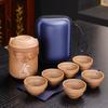 Ceramic Travel Kung Fu Tea Set Portable Travel Cup Outdoor Camping Tea Pot Tea Cup One Pot Six Cups