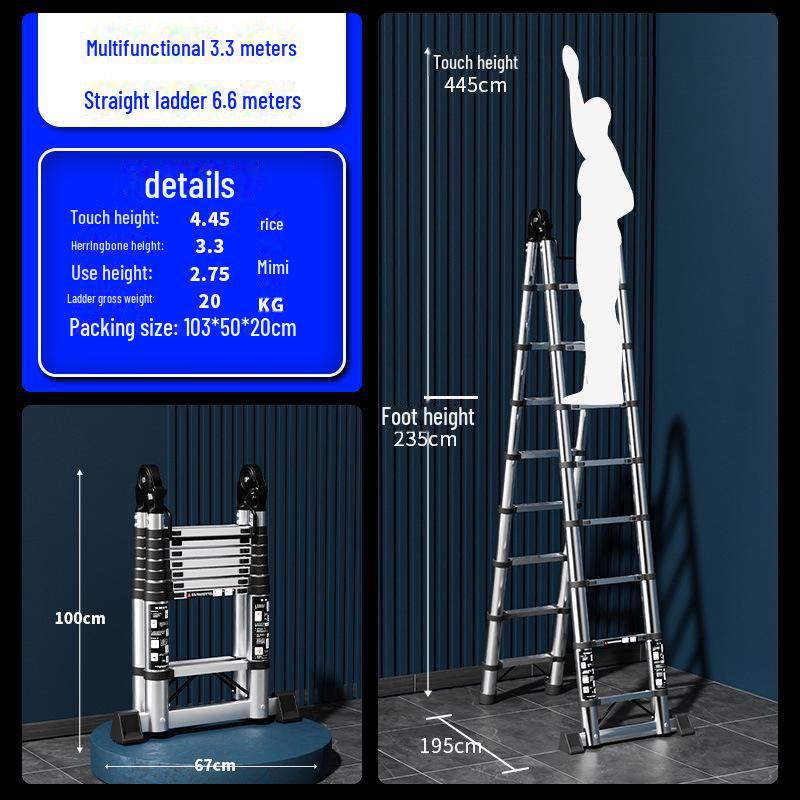 Multifunktionale Teleskop-Klappleiter aus Edelstahl