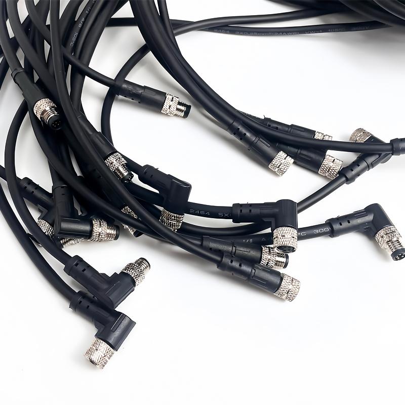 2Meters M8 Sensor Connector Male & Female, 3/4/5/6/8 Pin Waterproof Cable Plug, Integrated Injection Molding for Industrial Use