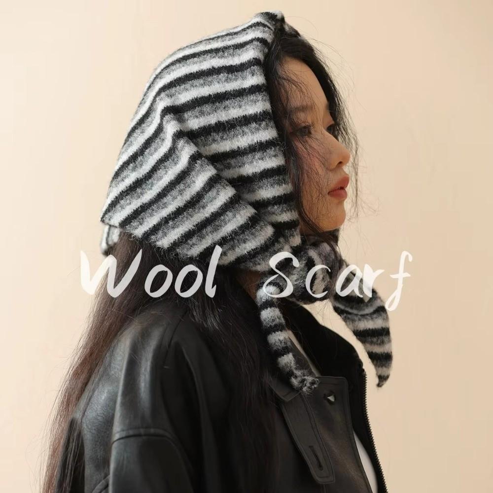 Warm Shawl Scarf Versatile Knitted Scarf Knitted Triangle Hijab Winter Season Women Headscarf