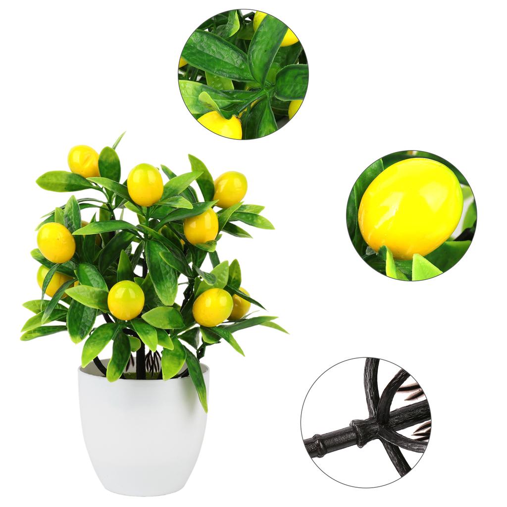 Artificial Kumquat Lemon Potted Plant Plastic Leaves Foam Fruit Home Decor