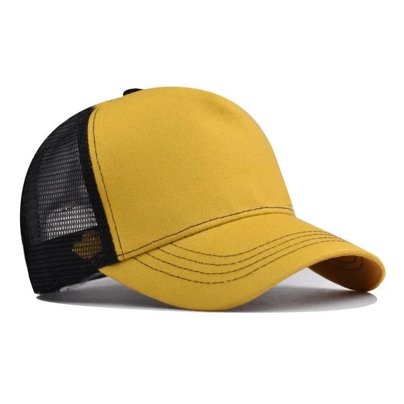 New 5 Pane Mesh Baseball Cap Adult Hip Hop Curved Snapback Hats Summer Sunshade Sun Hat Simple Trucker Advertising Cap