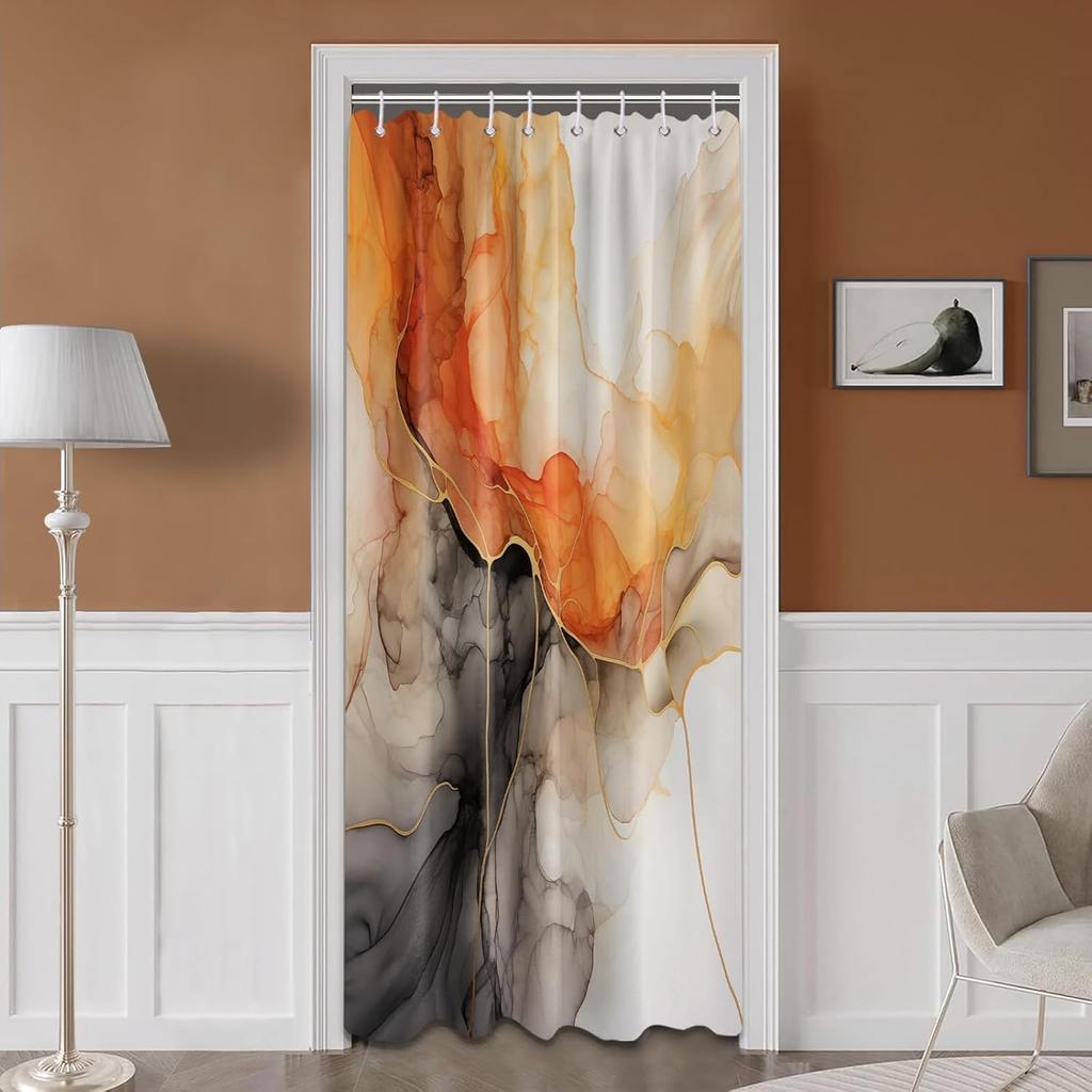 Marble Black and Gold Shower Curtain, Modren Abstract Shower Curtains for Bathroom Decor Crack Mens Bath Curtain Set, Waterproof