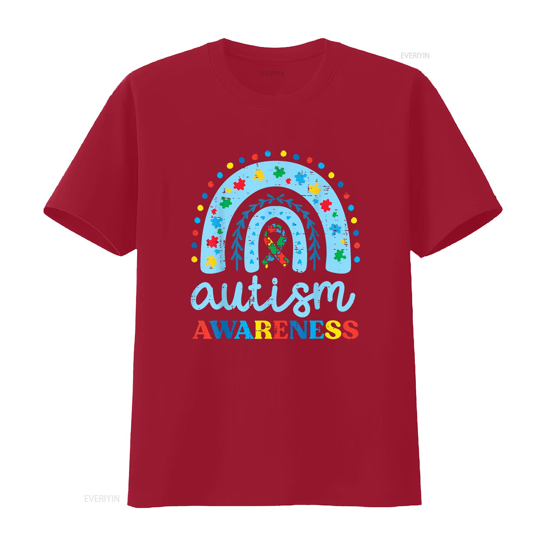 

Autism Awareness Blue Rainbow Ribbon Asd Boys Kids T Shirt vintage Washed fashion Versatile Unisex Breathable homme Stretched S