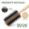 Boar Bristles Round Hair Brush Women Anti Static Wood Comb Hair Curling Styling Barrel Rolling Detangling Hair Comb For Curly
