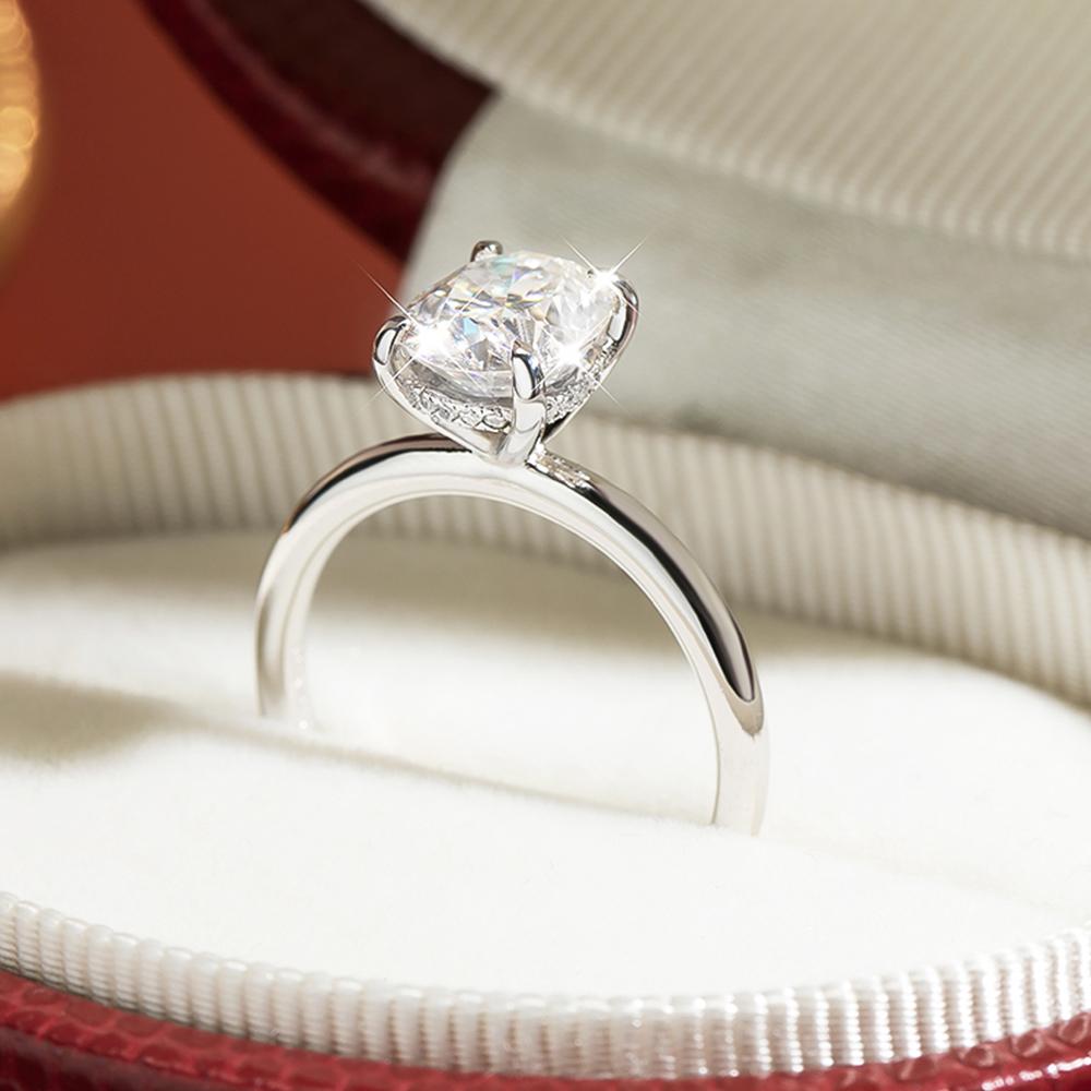 7x9mm Oval Cut Full Moissanite Ring for Women CopperHidden Halo Diamond Rings Engagement Wedding Band Jewelry Gift