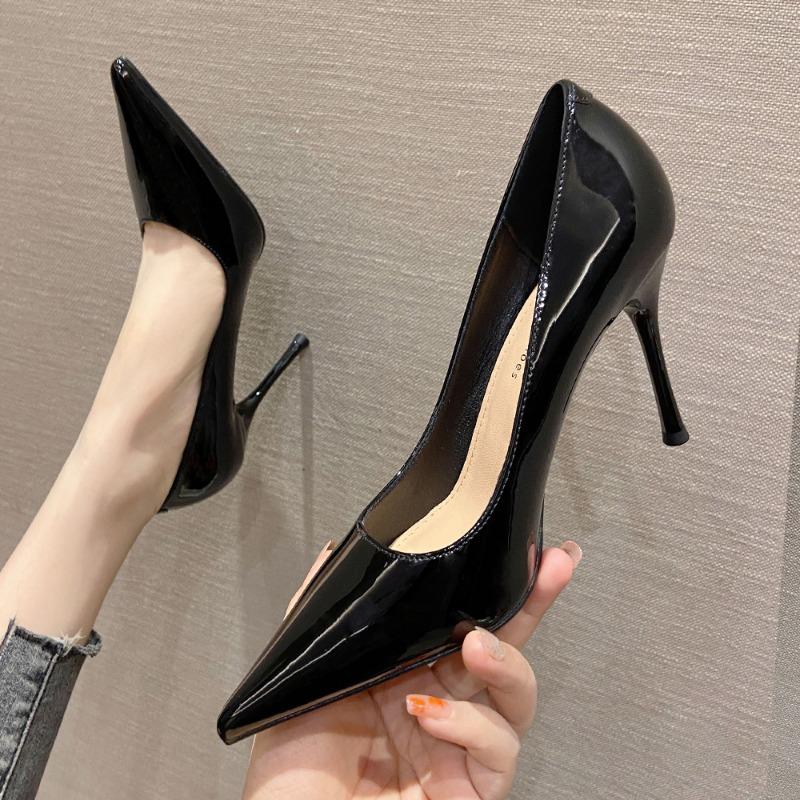 

6-Fashion simple single shoes women s pointed toe stiletto high heels solid color professional temperament women s shoes 34 чёрный